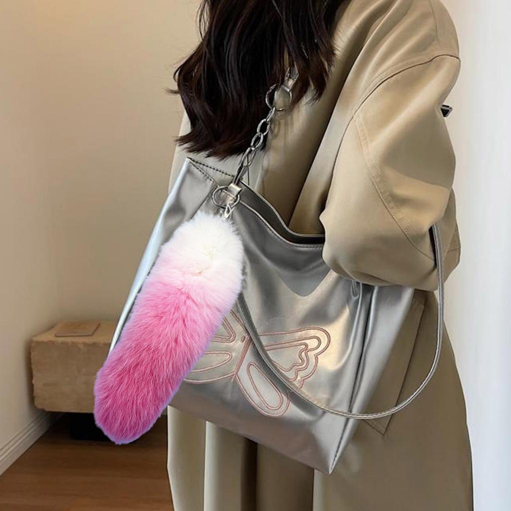 Multipurpose Foxes Tail Keyring Versatile Car Pendant Keychain Charm or Purse Pendant In Assorted Color Stylish Outfits