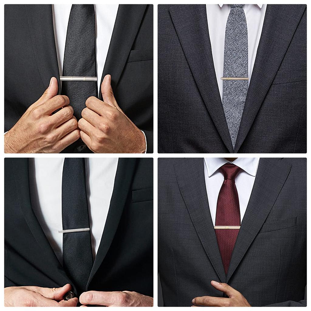 Elegant tie clip set of 8 for simple yet made of for everyday birthday men, stylish, brass, work, gifts, weddings, etc.