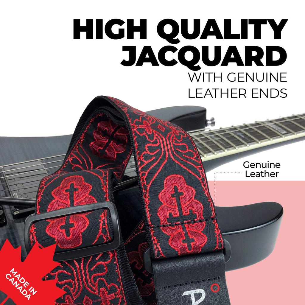 Jacquard Guitar Strap Cross Perri's TWS-7071 Black/Red