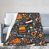 Fast Food Yummy Burger Pizza Doughnut Blankets Coral Fleece Plush All Season  Multi-function Soft Throw Blanket for Sofa
