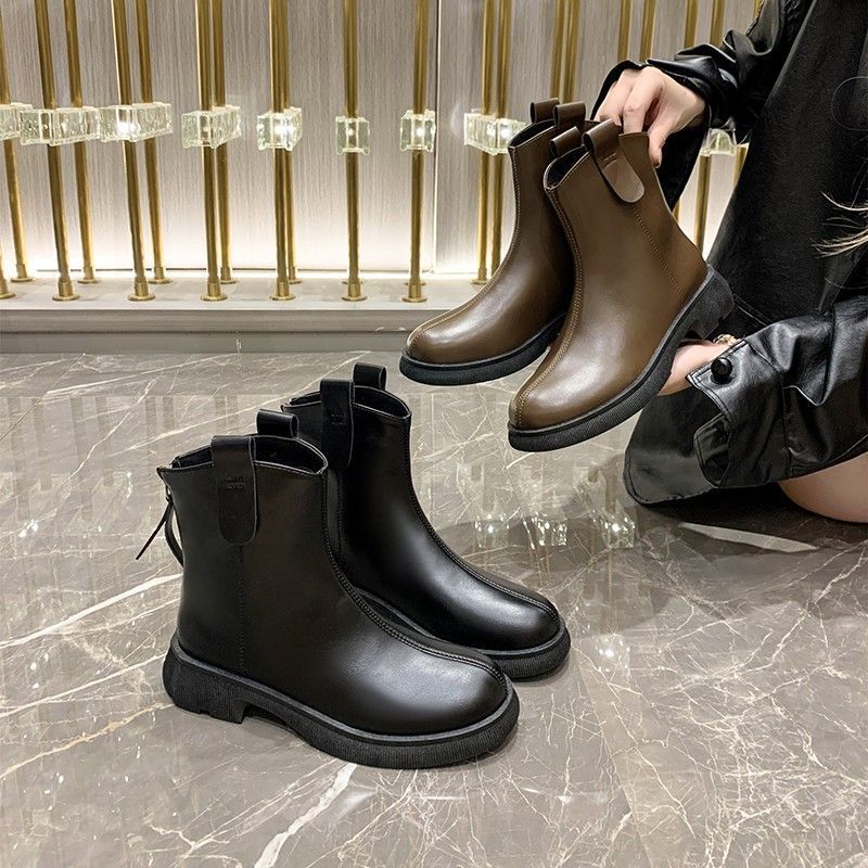 Cigarette pipe single boots 2025 new autumn and winter brown cigarette boots retro platform Chelsea boots versatile Martin boots short boots