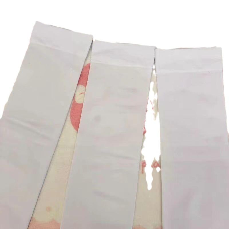 Cute Printed Kaomoji Japanese Cute Sister Socks Spring And Summer Thin Black Silk Subculture Knee Socks Jk Stockings White Silk