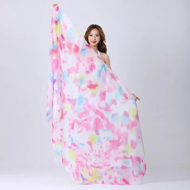 Bellydance Faux Silk Women Scarf Shawl Dance performance Stage Dyed Color Veil DIY Fabric Sewing Craft Clothing Supplies