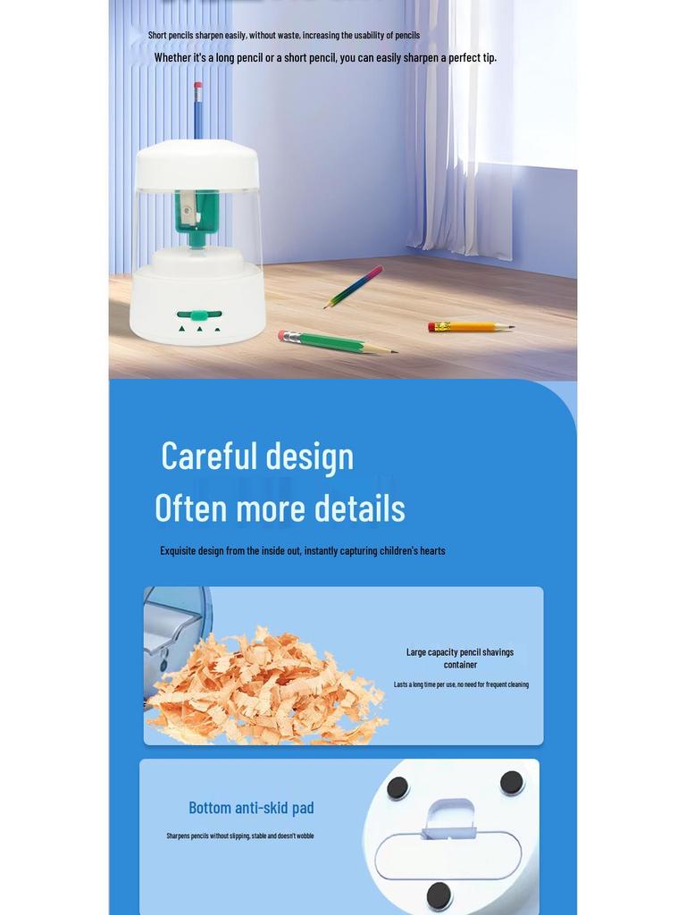 Automatic Silent Pencil Sharpener for Kids - Ideal for School Use