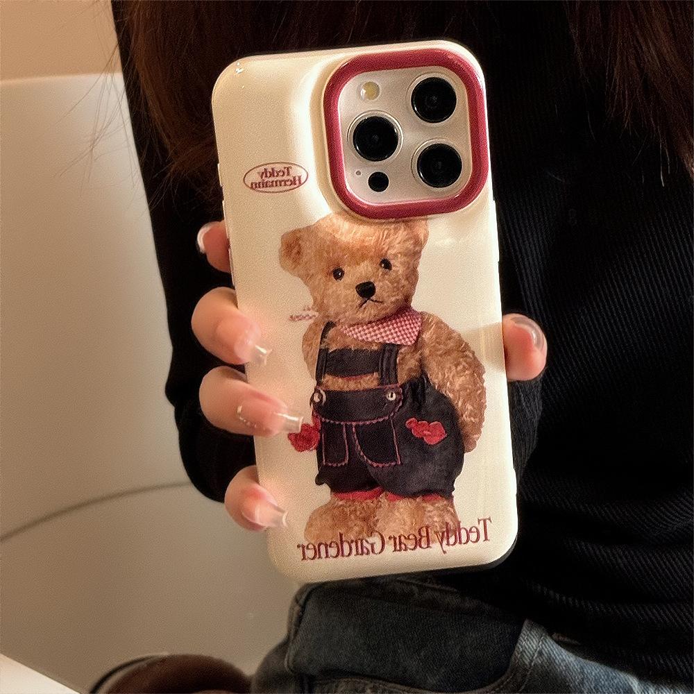 Nische Plüsch Cowboy Bär für Apple 13 Handyhülle für IPhone 15 Silikon 11 für 14 Promax Sturzsicher 16