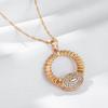 Fashion Glossy Shiny Natural Zircon Big Pendant Necklace For Women  Rose Gold Color Daily Fine Accessories Jewelry