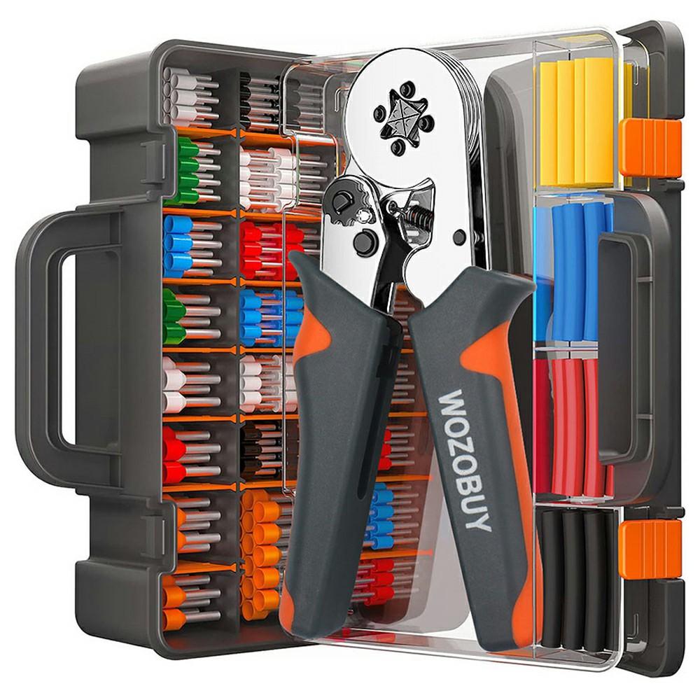 HSC8 6-4A Ferrule Crimping Pliers with 1200Pcs Terminals Wire Connector Electrical Repair Kit A
