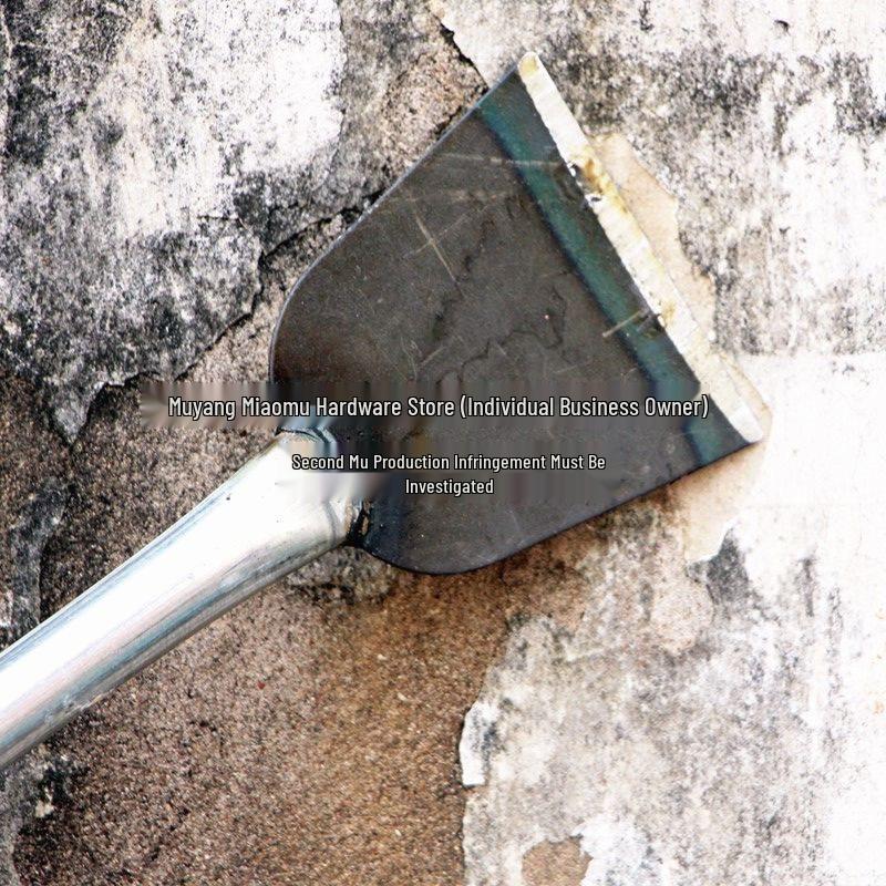 Kompakte Manganstahlschaufel: Schmale Klinge, Verlängerter Holzgriff, Scharfer Flachkopf – Ideal für Eis, Schnee, Zement und Wandreinigung.