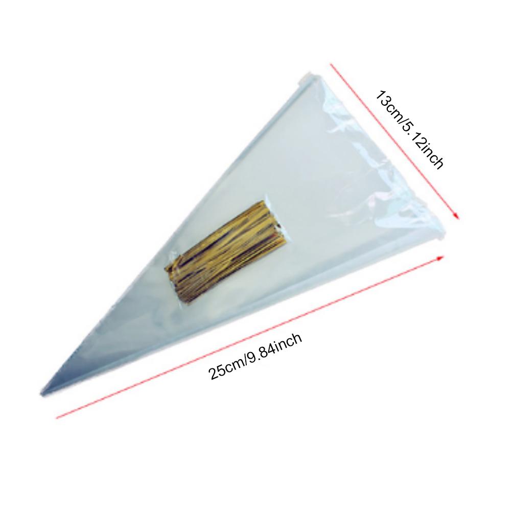 

50pcs DIY Candy Bag, Transparent Cone Storage Bag, Wedding Birthday Party Decoration, Birthday Gift Bag Baby Shower 13x25cm
