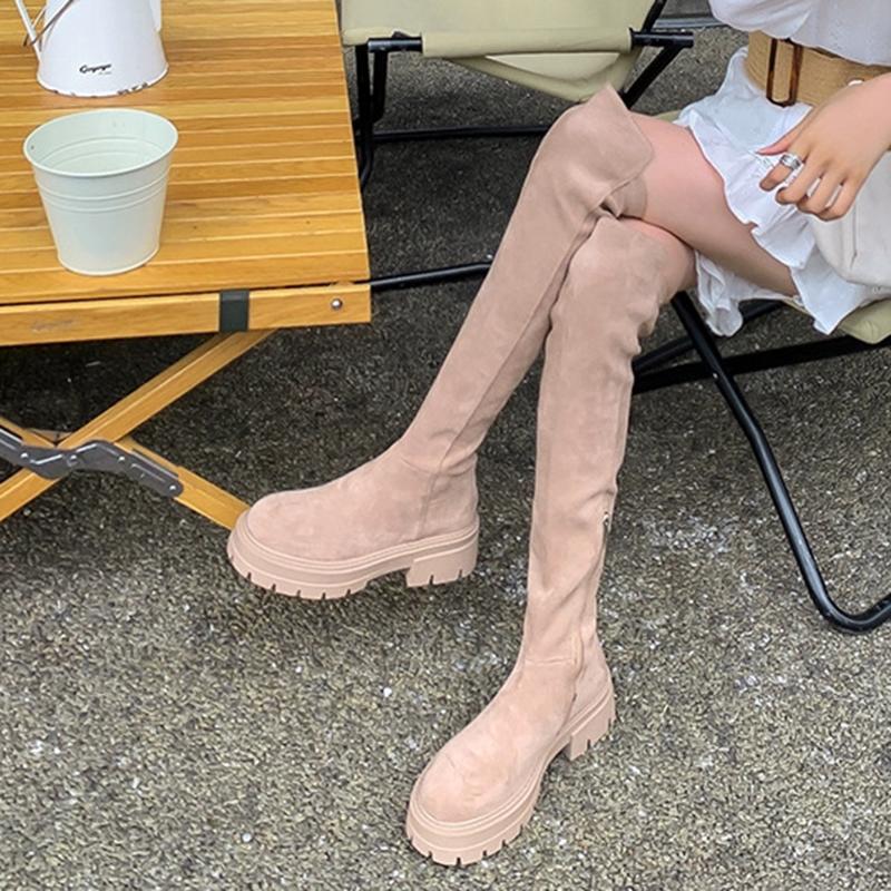 Fashion Comemore Women Temperament Long Boots 2024 New Knee High Botas Shoes Autumn Winter Platform Suede Black Knight Boots Female Shoe