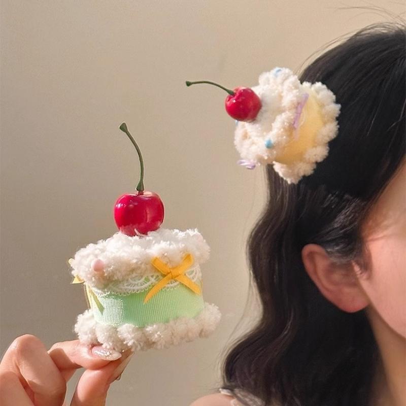 Cute Cherry Cake Hair Clip Women'S Birthday Hat Headwear Hairpin Photography Atmosphere Sense Props Hair Accessories Gift