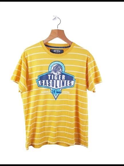 

Indy Star Mens Yellow Round Neck Basic T shirt Size M ( Tiger Gasolines ) S