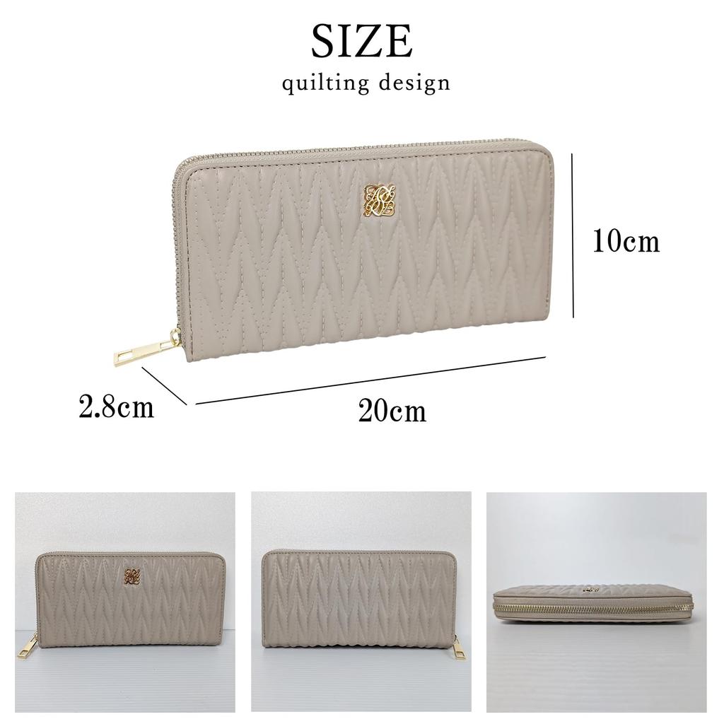 Crossmarberry Long Easy To Large Round Zipper Ivory Women's Wallet, Cute, Use, Capacity, Closure, Stylish, High-Quality Look, Quilted, Simple, Casual,
