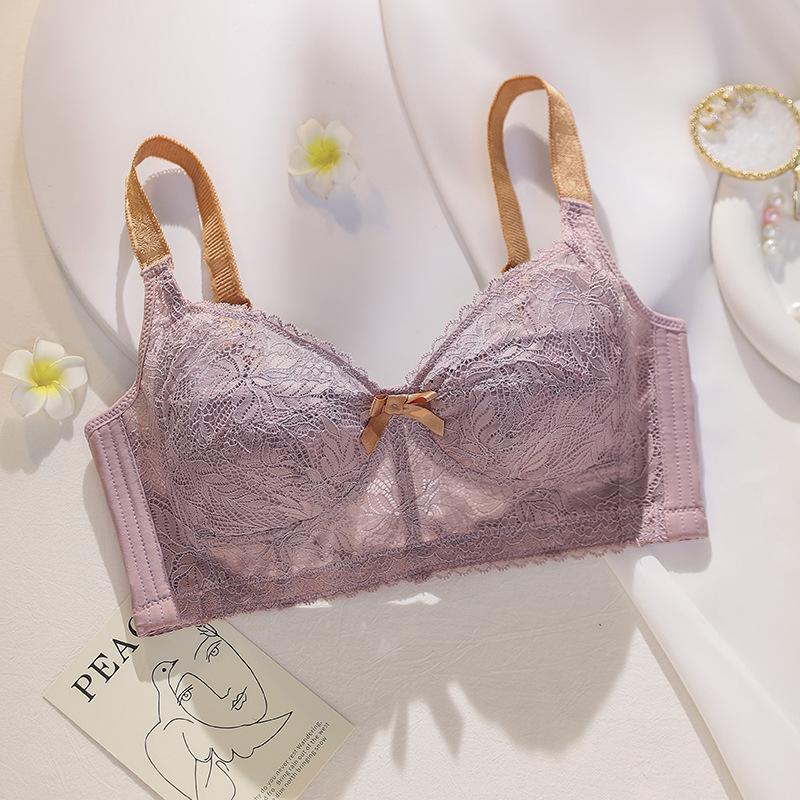 

Кружевной бюстгальтер Женский тонкий бюстгальтер большого размера Нижнее белье без косточек Поддержка груди Предотвращение провисания Тонкий бюстгальтер Пуш-ап 42/95C фиолетовый