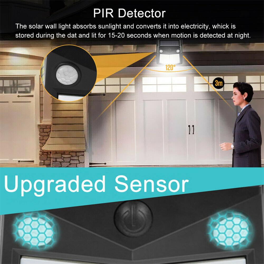 160 Led Solar Power Wall Light Pir Motion Sensor Security Outdoor Garden Wall Lamp