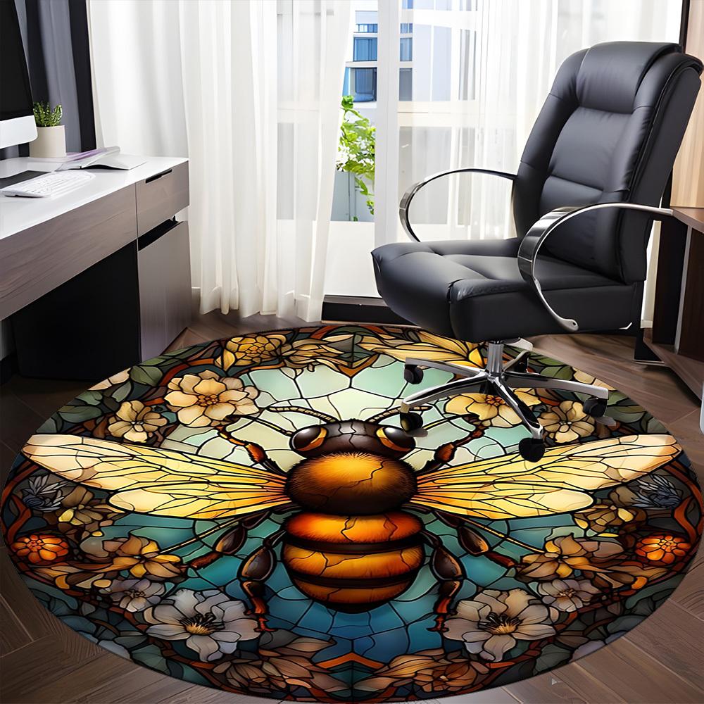 1pc Bee Stained Glass Chair Carpet for Office, Soft Comfortable Mat For Office, Living Room, Bedroom, Machine Washable Carpet yy251112198