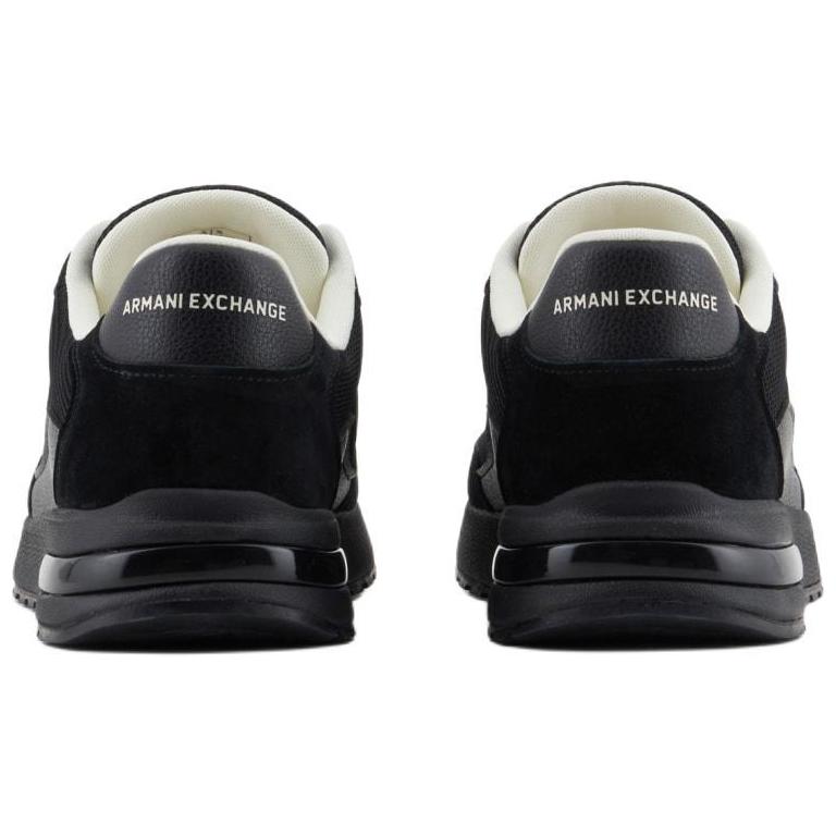 Armani Exchange Leather Logo Lace-Up Low-Top Casual Shoes Men sneakers Black XUX240XV910Q781