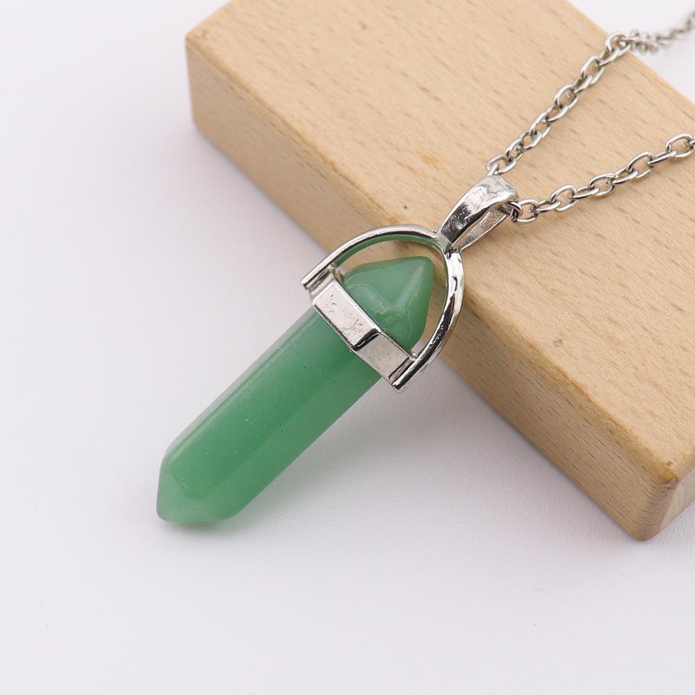 Handmade Amethyst Rose Quartz Hexagonal Pillar Pendant Necklace (N760)
