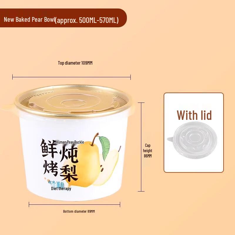 Sanbilai Disposable Plastic Takeaway Soup & Dessert Bowls with Lids