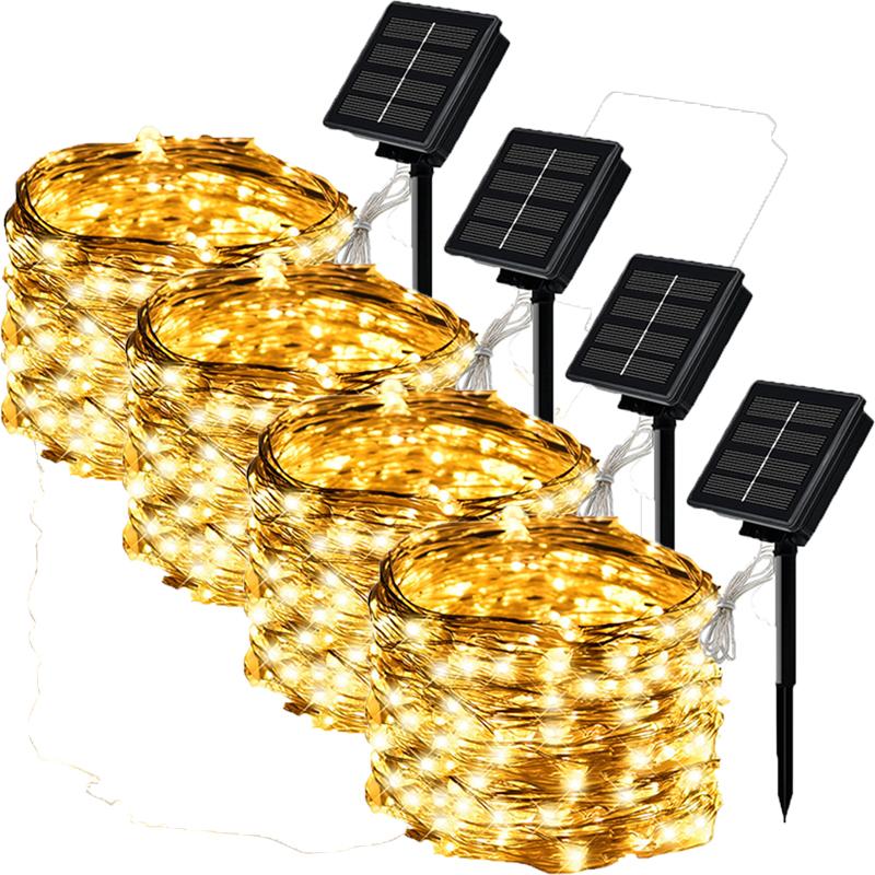 Outdoor Solar String Light LED Fairy Garland Copper Wire Light Garden Yard Party Christmas Decoration Lamp 8 Mode