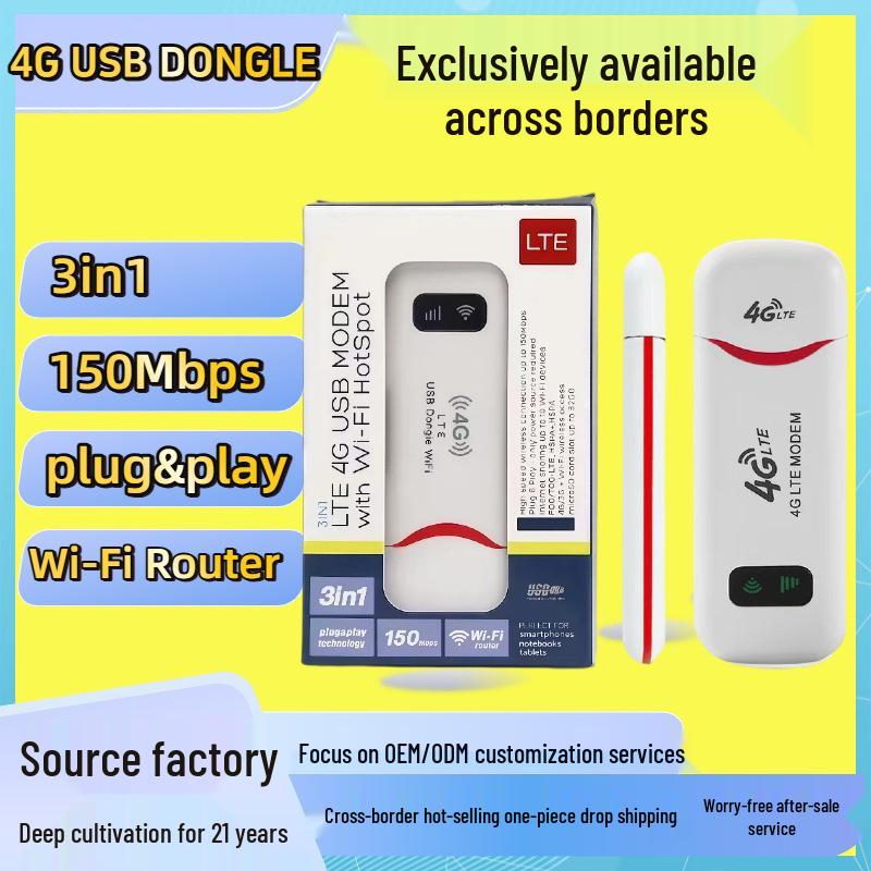 

4G LTE USB WiFi Modem & Hotspot, 150Mbps, Plug & Play Southeast Asia [Auto APN B1B3B5]