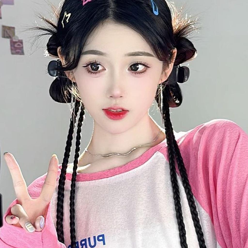 Synthetic Braids Wigs Ponytail Twists Boxing Braid Wig with Hair Clip for Women Girls Ladies Female
