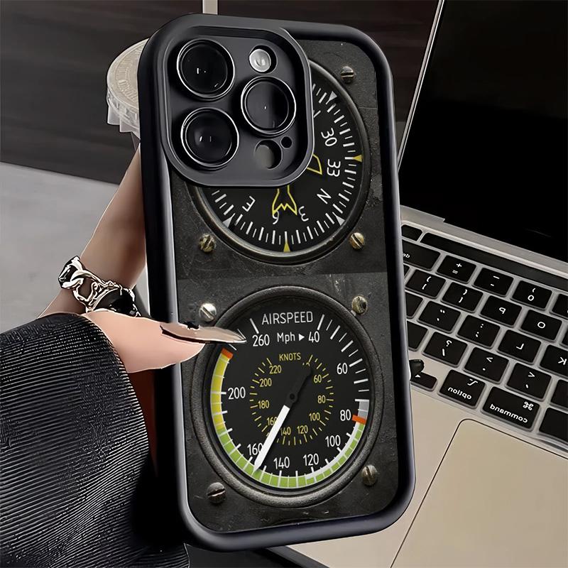 Phone Case for iPhone 17 Air 16E 15 16 Pro Max Aircraft Instrument Cockpit Radar Cover 14 Plus 13 12 Mini Soft Shell Silicone Fu