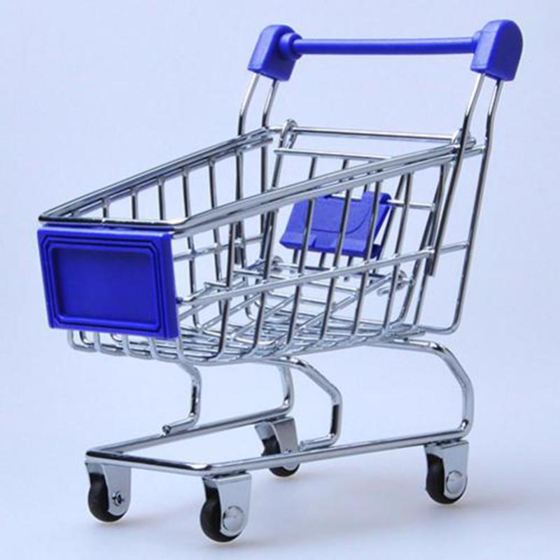 Mini Supermarket Shopping Trolley Cart Desktop Model Children's Toys Home Decoration Storage Miniature Ornament Toy Gift