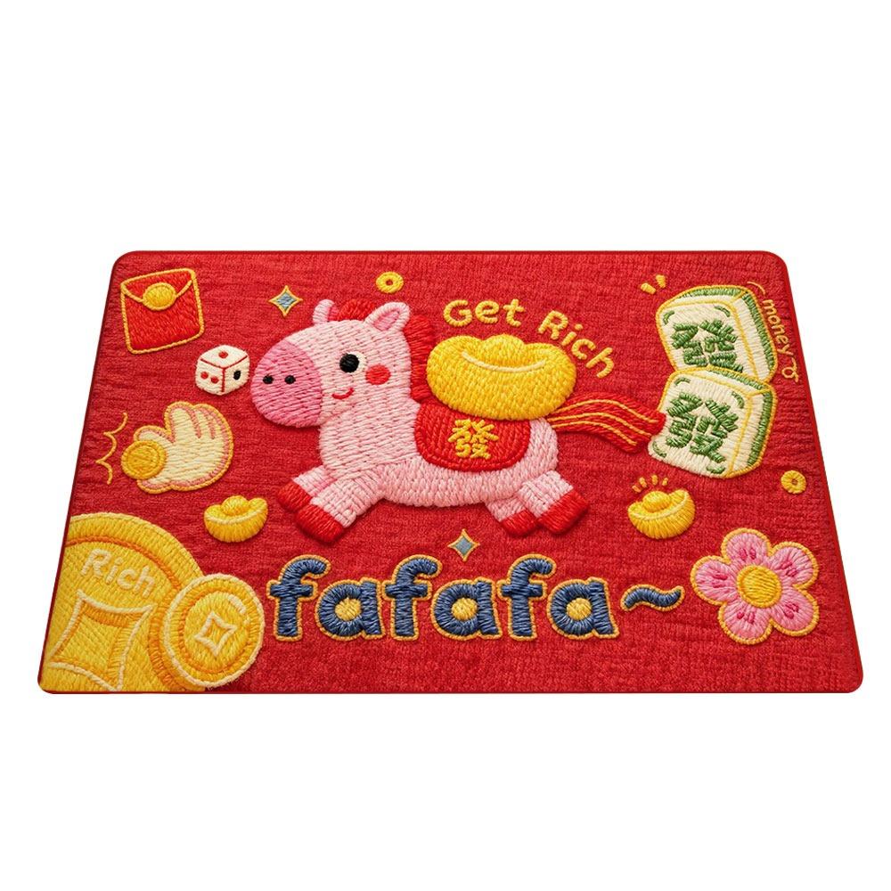 Cute Horse Pattern New Year Door Mat Red Bath Mat Water Absorption Soft Foot Mat Home Decorations
