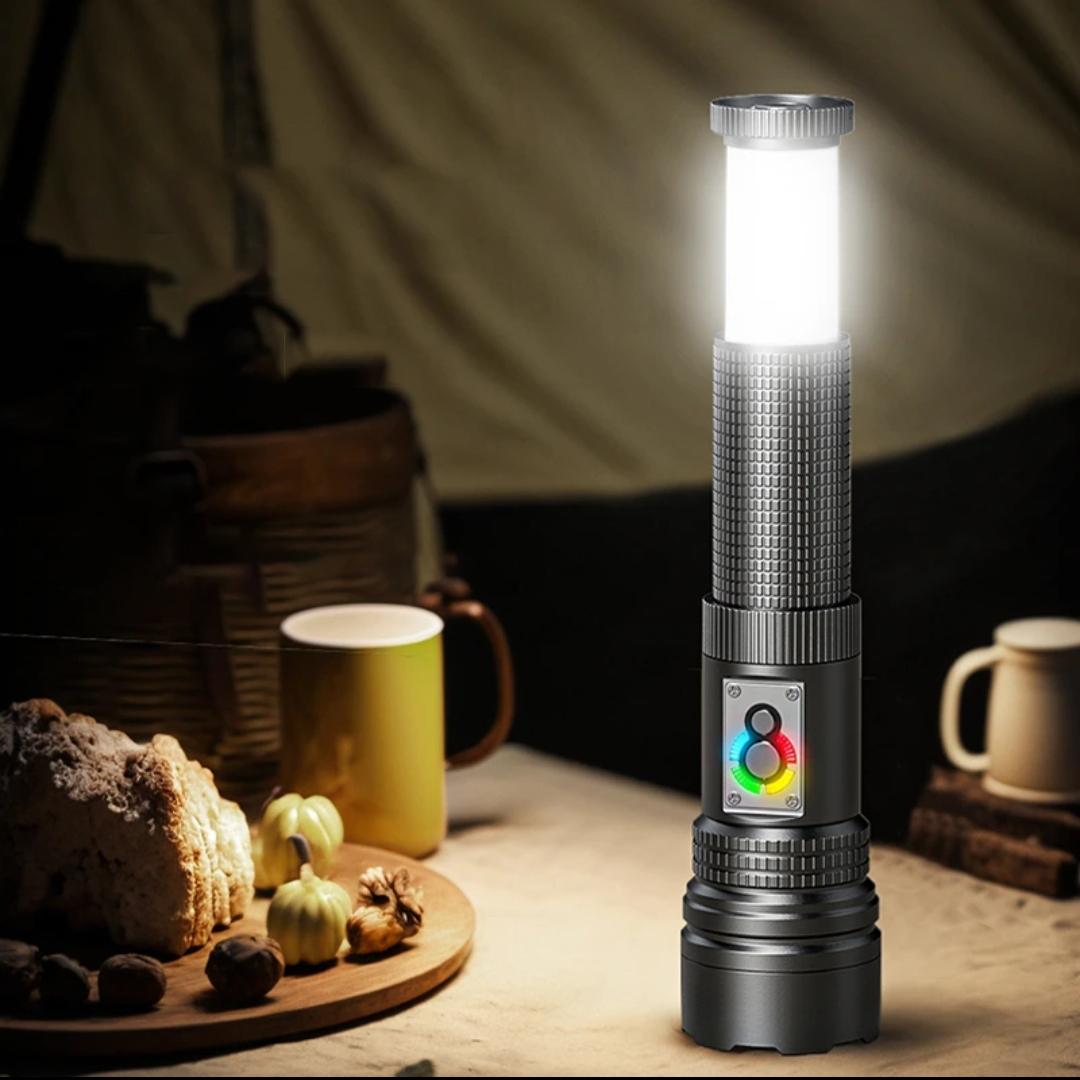 

High Power Rechargeable LED Flashlight Zoomable Led Flashlight With Tail Light Torch For Outdoor Camping Hiking Emergency Lamp no battery