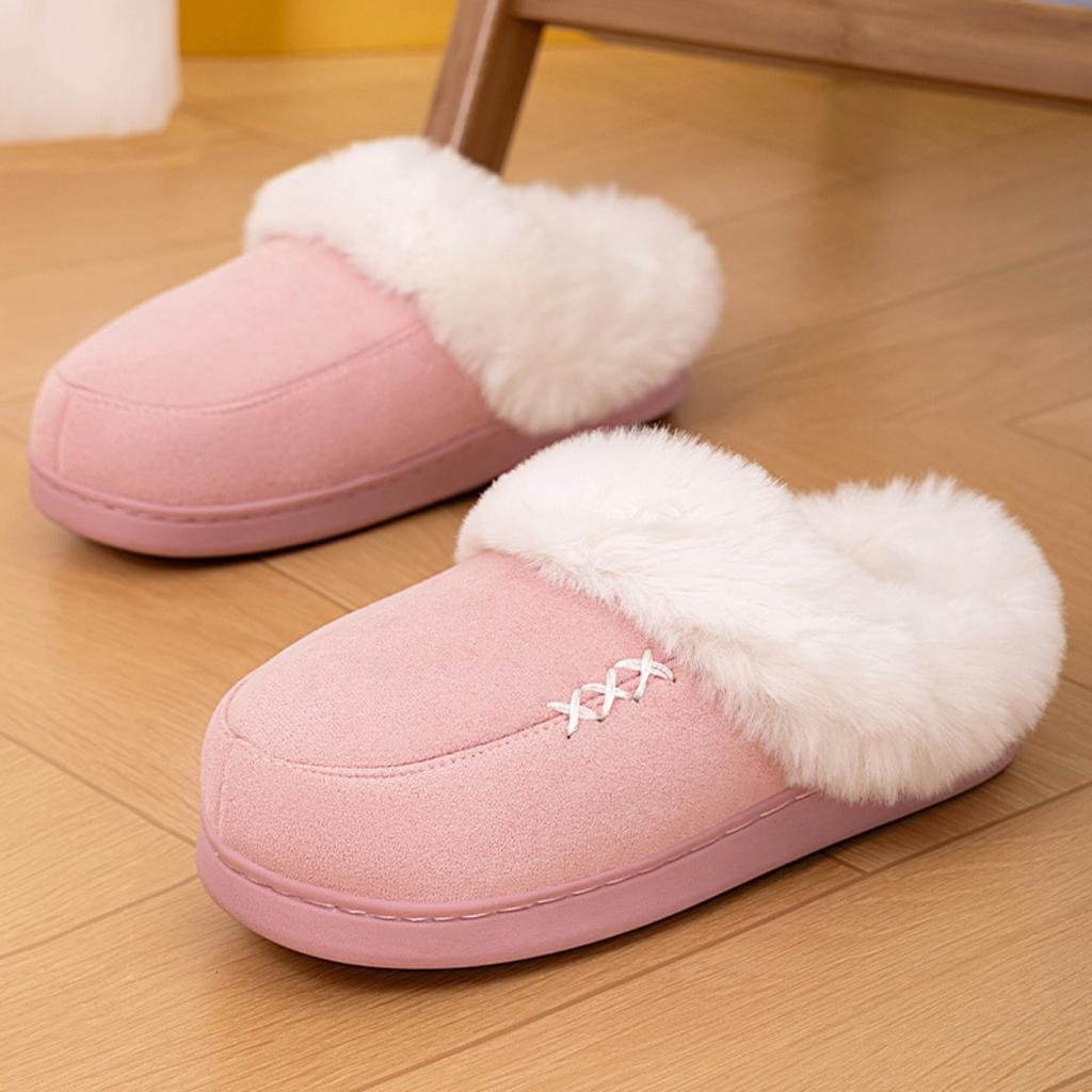 Hairy Slippers for Women, Winter New Style, Warm and Comfortable Home Slippers with Thick Cotton and Velvet Added