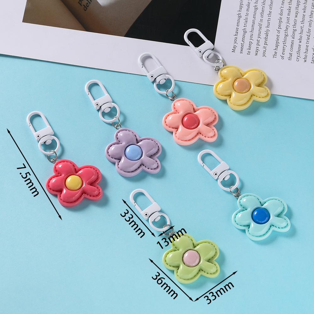 1pc Flower Keychain Cute Mini Resin Floral Keyring Colorful Pendant for Keychain Bag Decoration Accessories