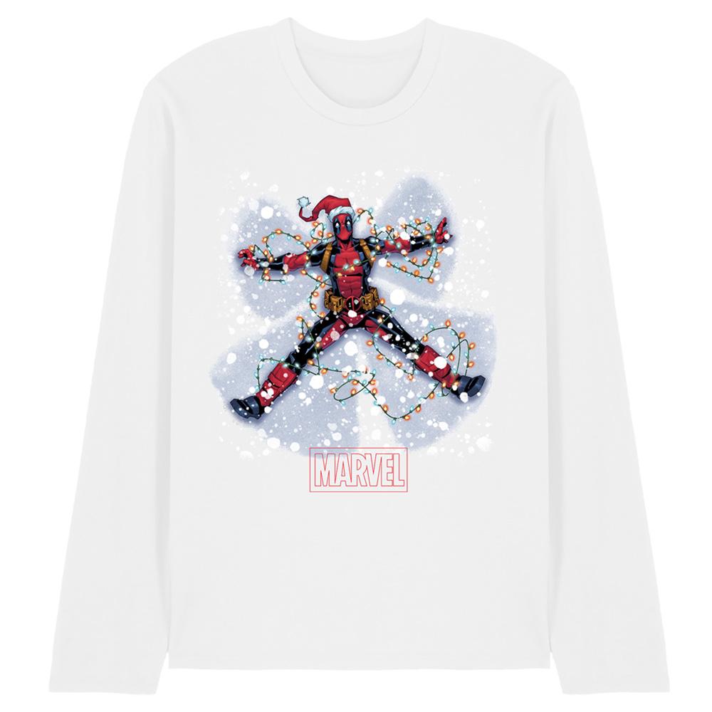 Deadpool Unisex Adult Snow Angels Long-Sleeved Christmas T-Shirt