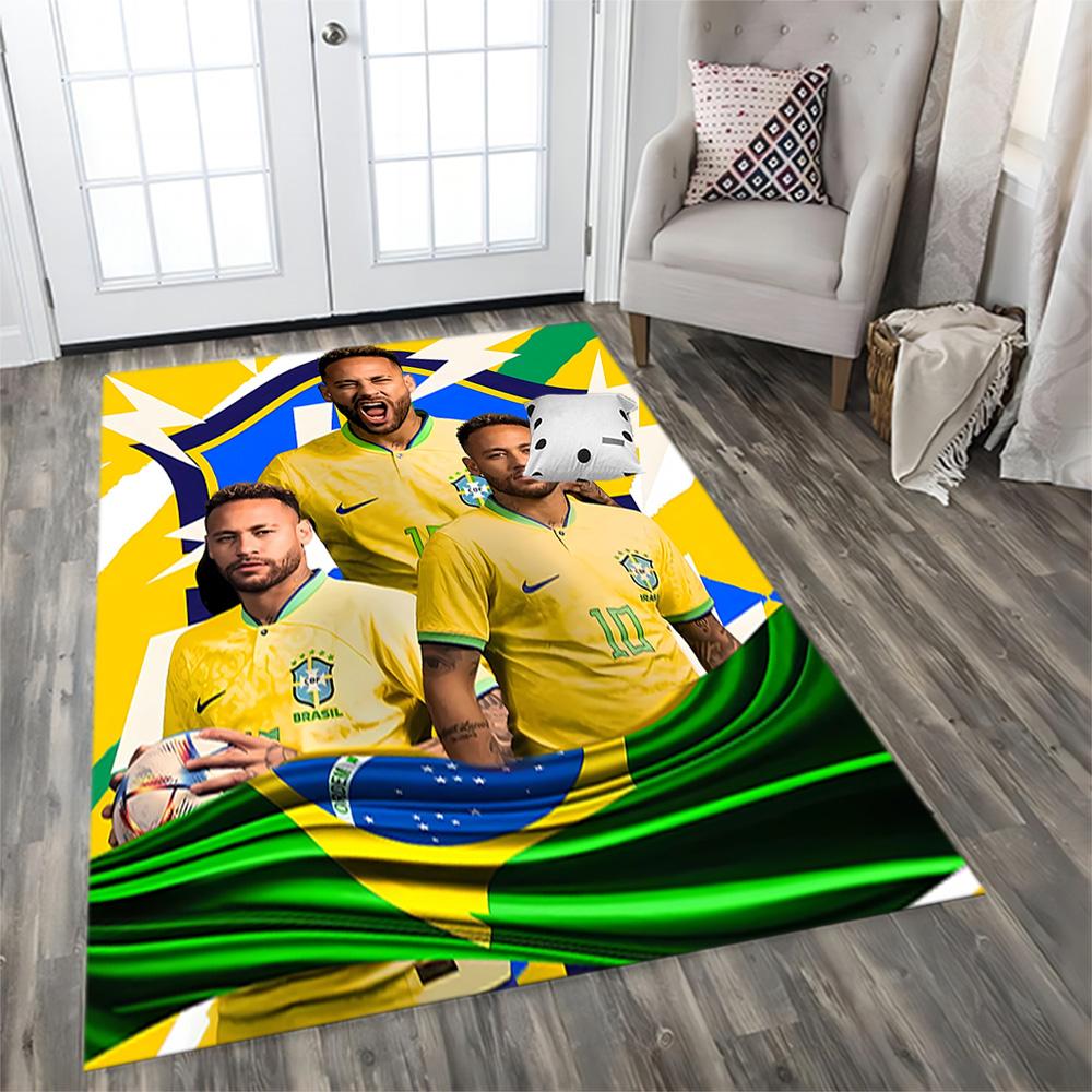 Brazilian Football Stars rug for living rooms, bedrooms, home décor, and as gifts.