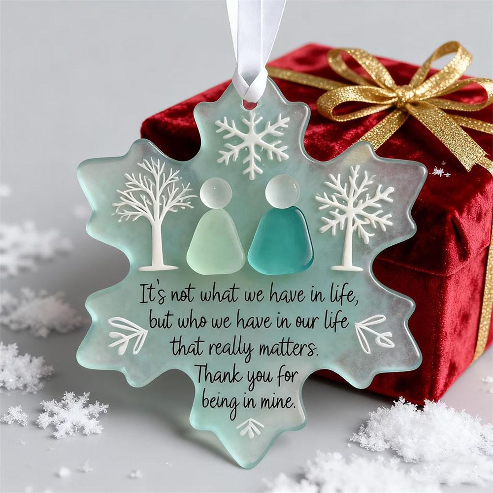 Snowflake-Shaped Sea Glass Friendship Decor, Sea Glass Christmas Tree Friendship Ornament, Inspirational Keepsake Ornament P9N0