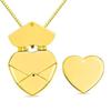 Envelope Love Letter Heart Necklace Stainless Steel Secret Gifts Message Engraved Jewelry Pendant for Couples and Family
