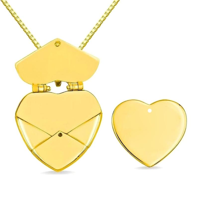 

Нержавеющая сталь Гравируемый медальон-конверт в форме сердца Ожерелье с подвеской в виде сердца Женские украшения для вечеринок Подарок