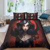 Vampire Girl Microfiber Quilt Cover, 3D Anime Gothic Printed Bedding Set With Zipper Closure For Kids Boys Teen Bedroom Decor