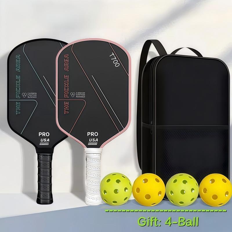 T700 Carbon Fiber Pickleball Paddle Set Shock Absorbent Free Bag & Balls Great for Park Community Pickleball Games