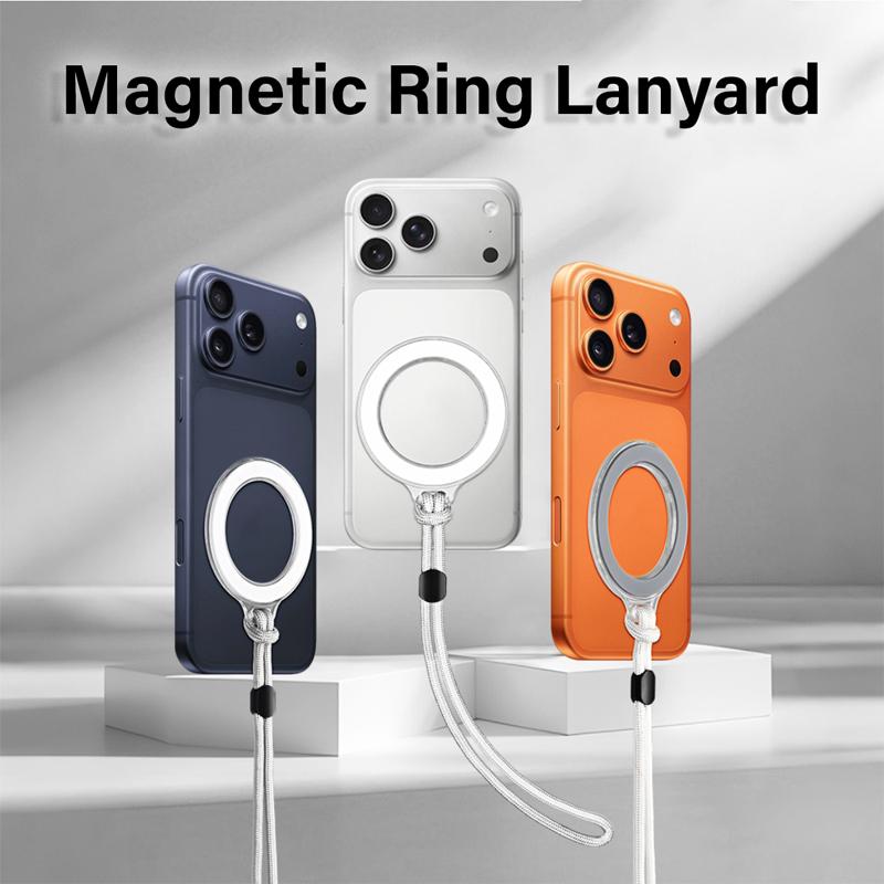 Strong Magnetic Phone Holder with Lanyard for Magsafe Magnetic Finger Ring Stand for IPhone17 16 Xiaomi 5