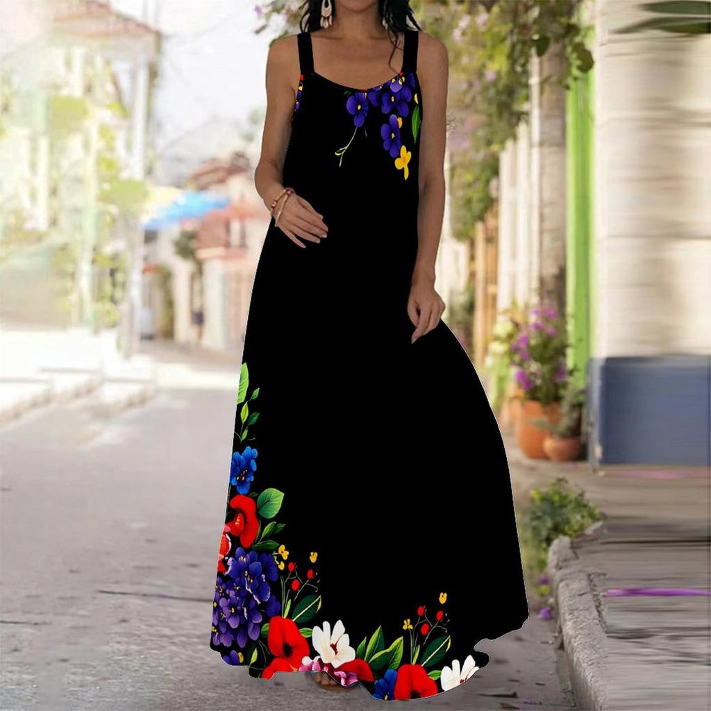 Women's Slip Dress Maxi Long Dress Tropical Flowers Print Dress Spring & Summer Leisure Vacation