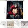 1pc Marvel Deadpool & Wolverine Heart Hands Design Shower Curtain with Hooks - Polyester Fabric, Vibrant Superhero Print, Bath