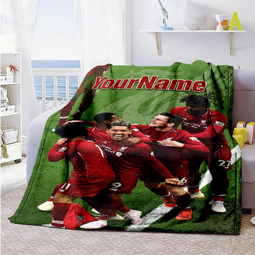 Liverpool Personalized Text Blanket Cozy Customizable Blanket Comfortable for Bed Couch Picnics Sofa All-Season Use Birthday Christmas Gift Blanket
