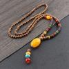 Handmade Nepal Buddhist Mala Bead Pendant Necklace Ethnic Wooden Bead Long Jewelry Gifts For Women