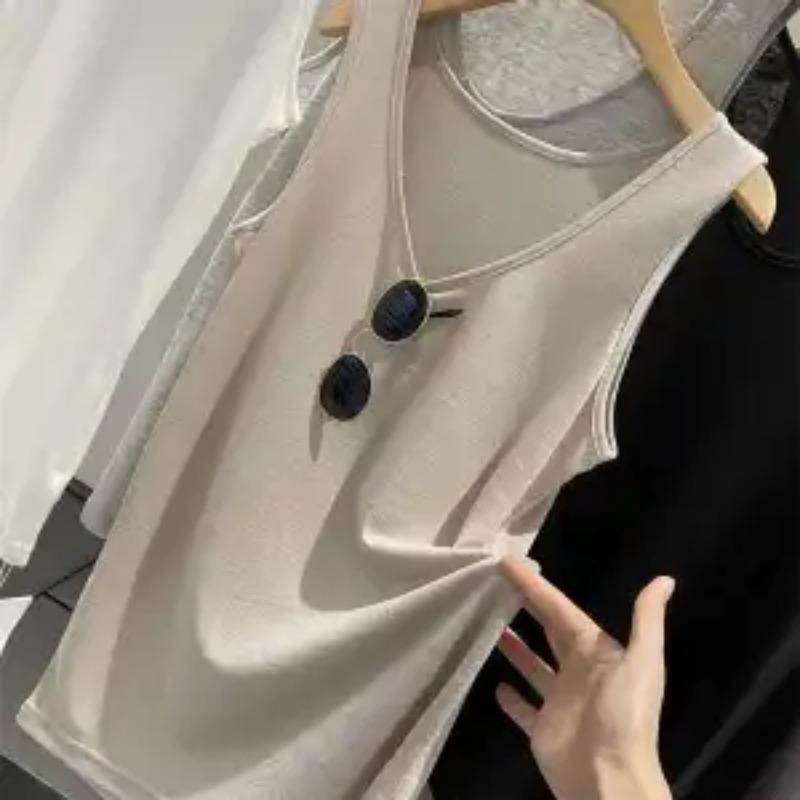 Solid Color Vest Summer New Loose Lazy Style Sleeveless Bottoming Top