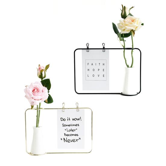 1 set Suport pentru poze Natural multifuncțional reutilizabil șic agățat cadru cu vază pentru desktop