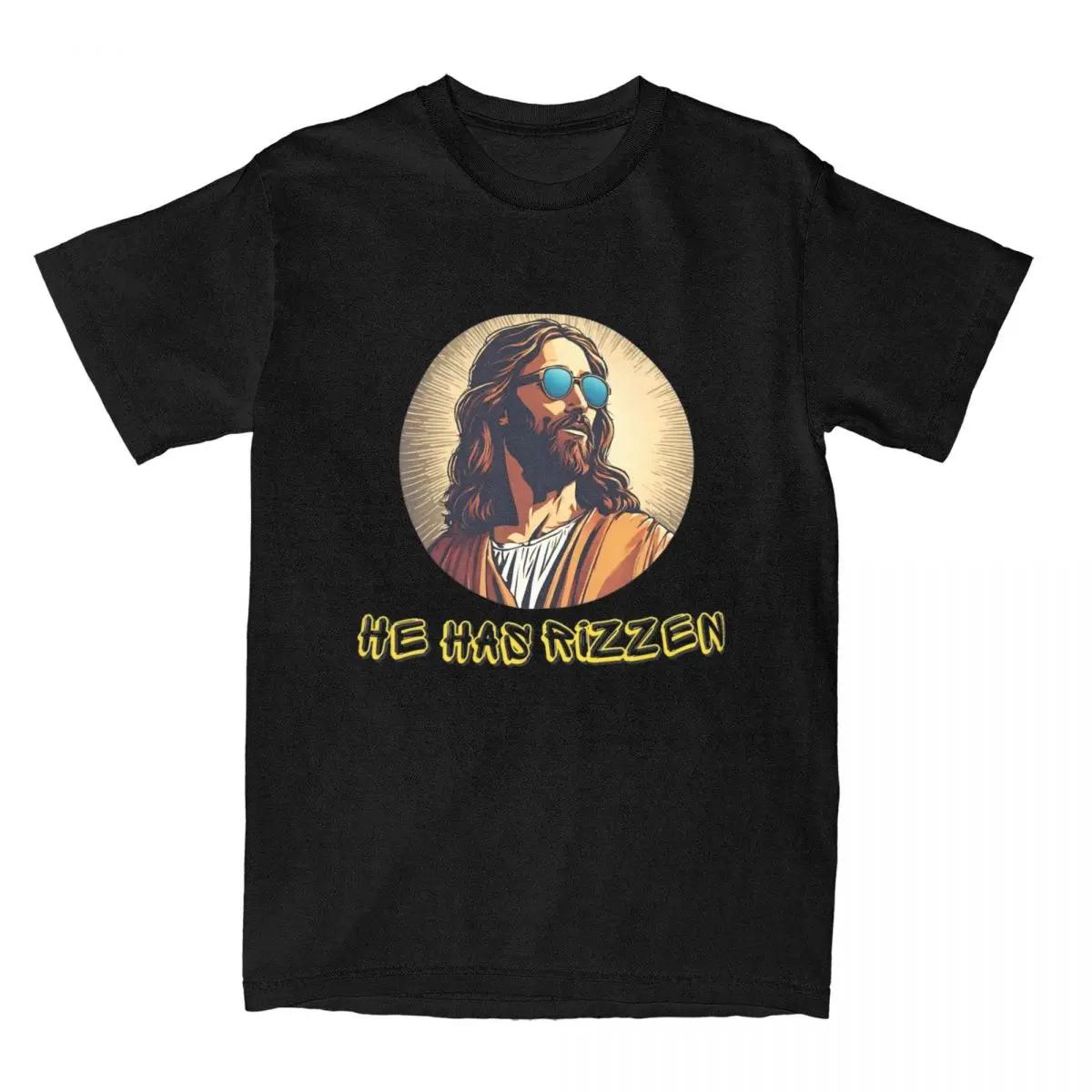 

Summer Jesus Christ Has Rizzen T Shirt Accessories for Men Women Pure Funny Saint Tee Shirt Short Sleeve Tops XXXXXL бордовий