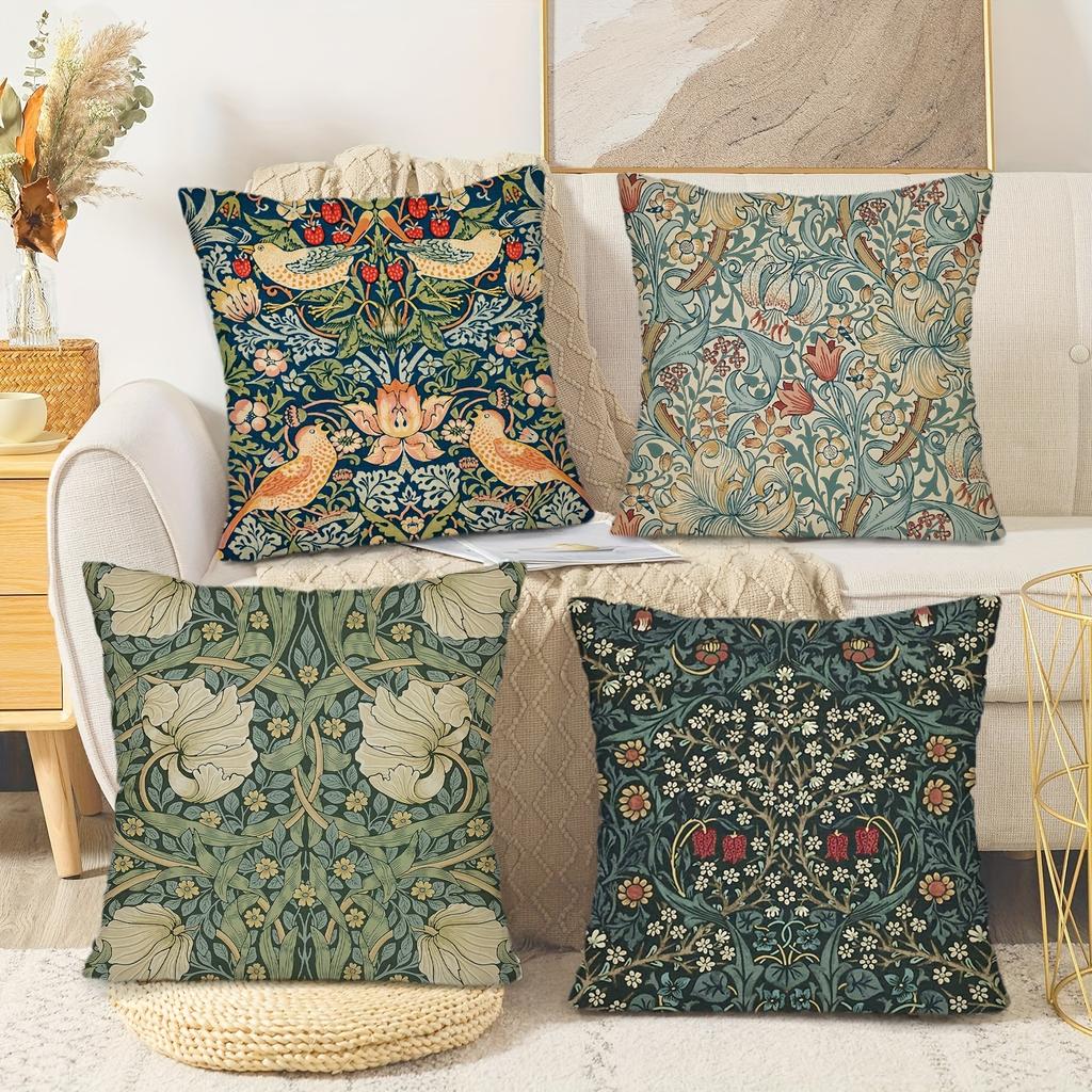 1ks William Morris Květinový Povlak na Dekorační Polštář Vintage Květiny Dekorace na Povlak na Polštář, Obývací Pokoj Venkovní Povlak na Polštář