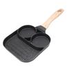 Egg Pan Nonstick Aluminum Alloy Divided Egg Skillet Breakfast Frying Pan with Wood Handle for Gas Stove Induction
