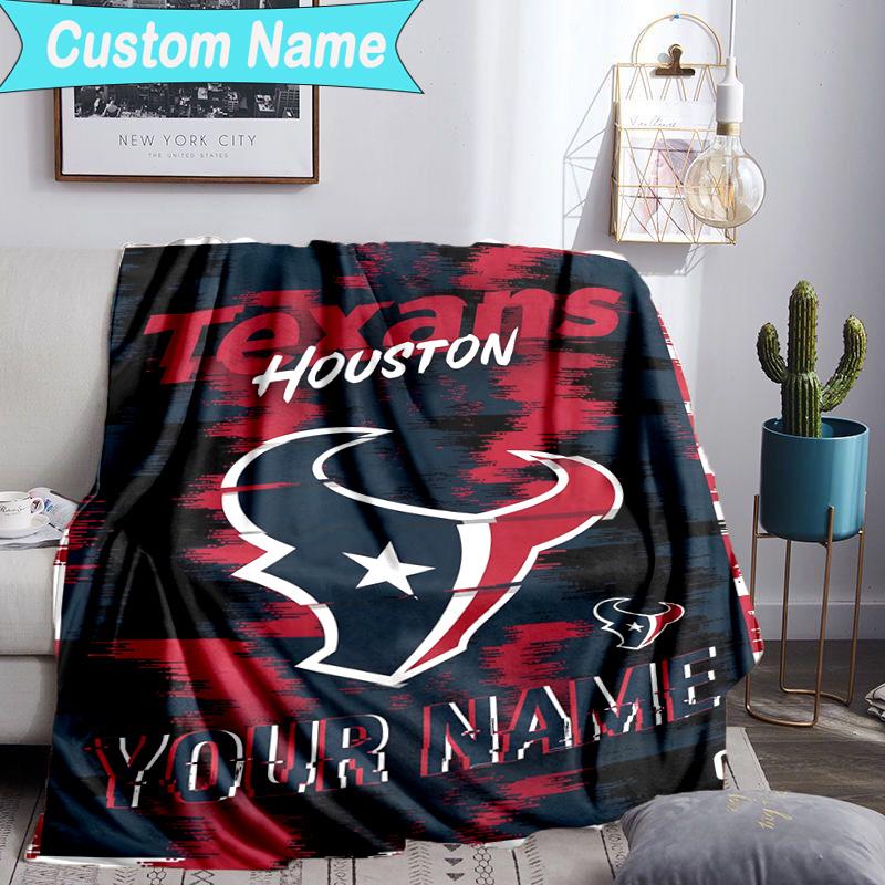 Custom Name Blanket Houston-Texans Artwork Blanket Bedding Blanket for Travel, Camping, Living Rooms, Offices, Sofas, Fan Christmas gift